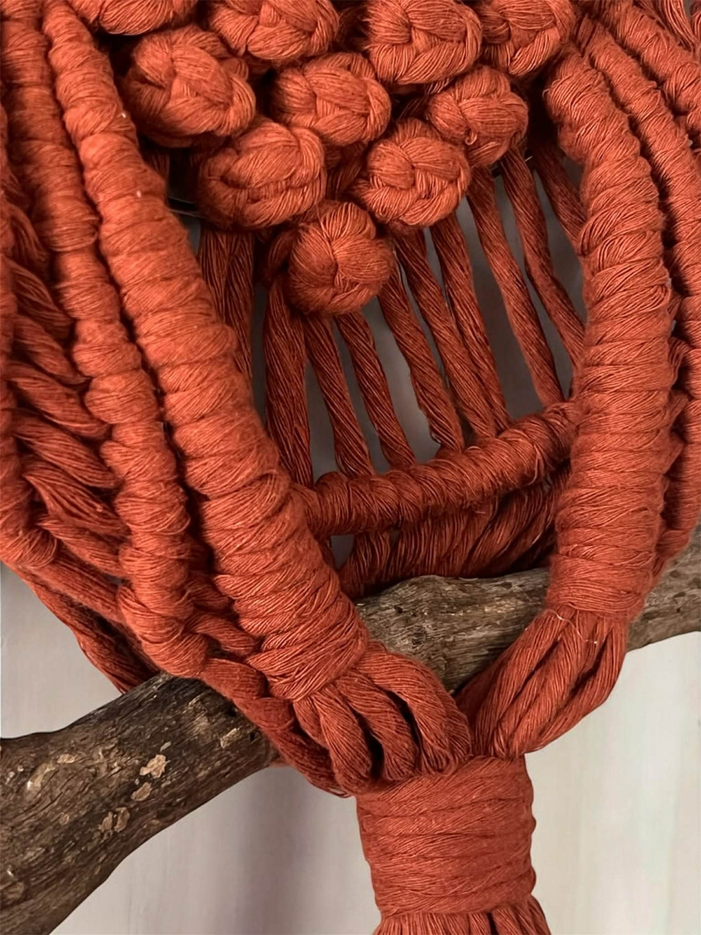 Handcrafted Macrame Owl Wall Hanging - Natural Brown & White
