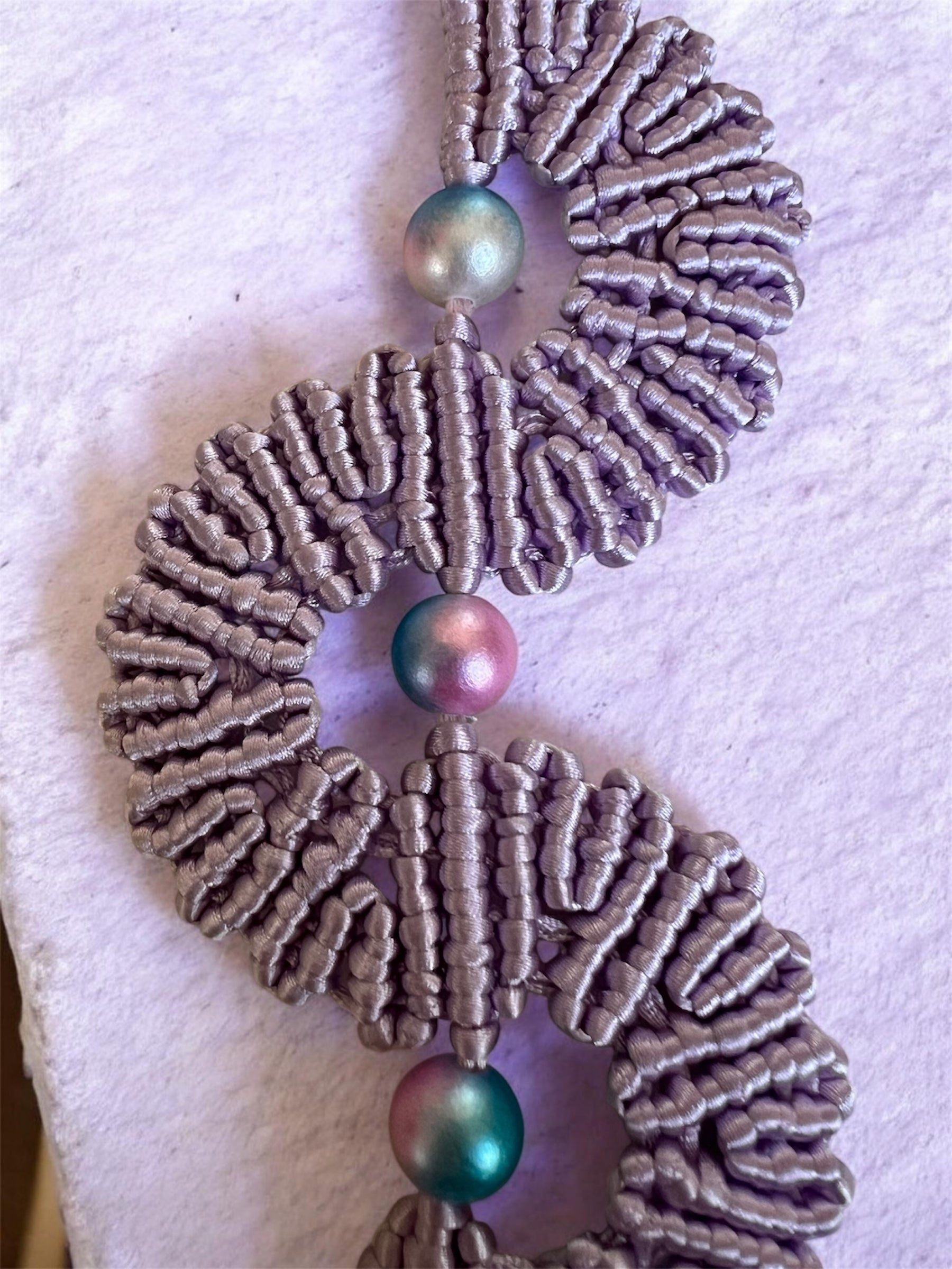 Lilac Macrame Fan Key Ring