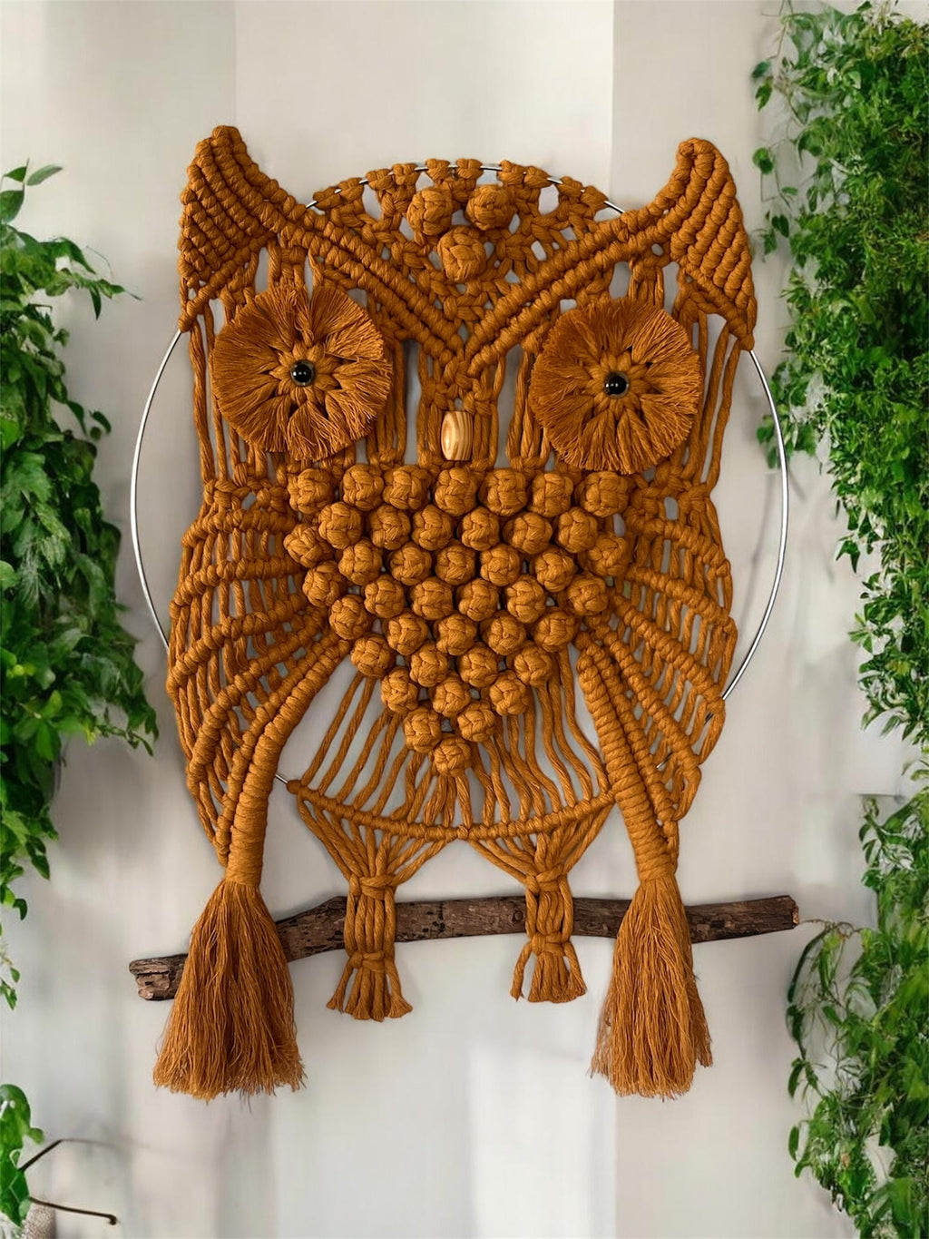 Macrame Owl Wall Hanging - Handmade with Recycled Cotton