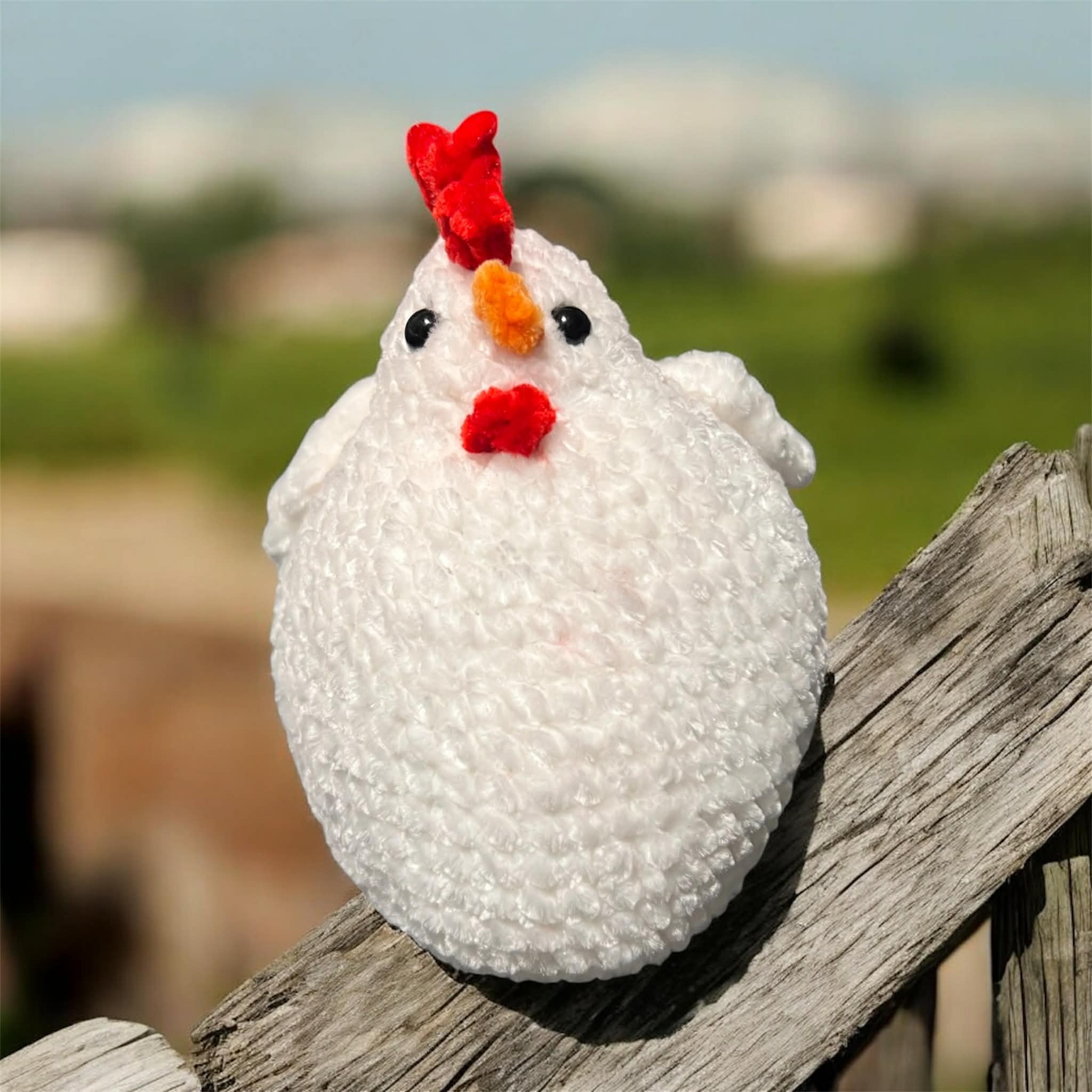 Handmade White Crochet Chicken Plush